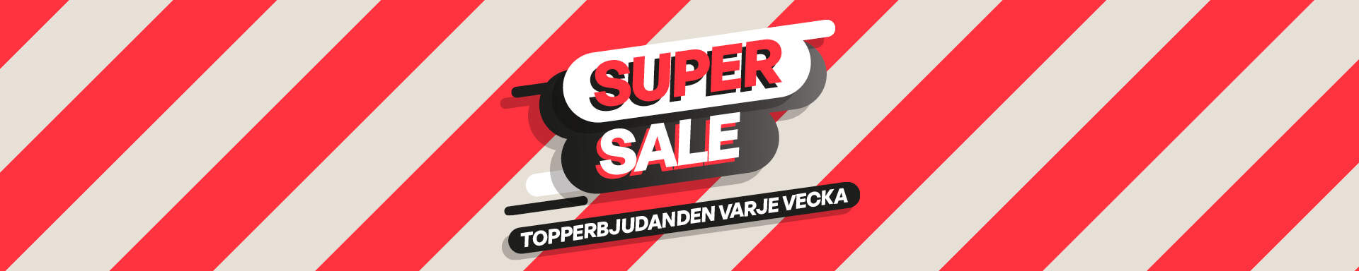 Beige- och rödrandig Super Sale-banderoll